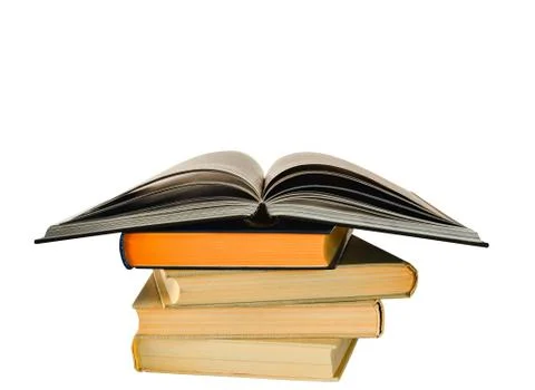 Not a high stack of several books for education and teaching various Sciences Stock Photos