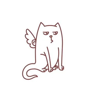 Not impressed angel cat Stock Illustration