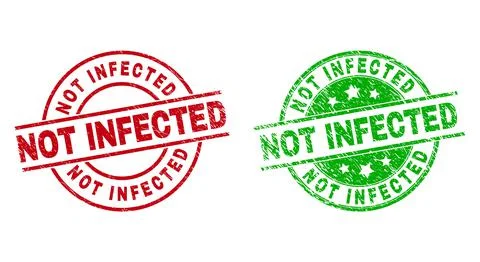 NOT INFECTED Round Seals Using Grunge Style Stock Illustration