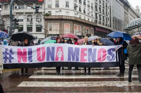 Not one less, massive protest against violence against women Stock Photos