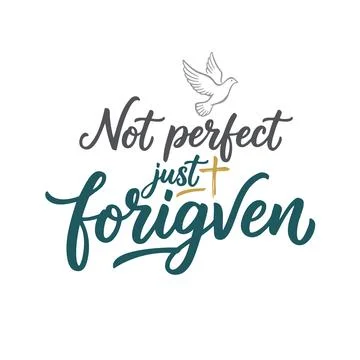 Not perfect just forgiven vector lettering design with bird and cross Stock Illustration