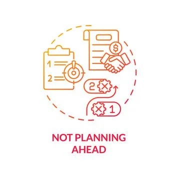 Not planning ahead red gradient concept icon Illustrazione stock