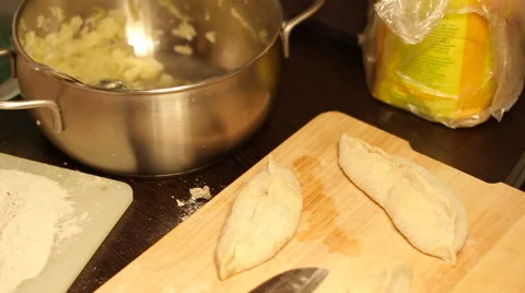 Not ready home baking is on the cutting board. Stock Footage 57341657