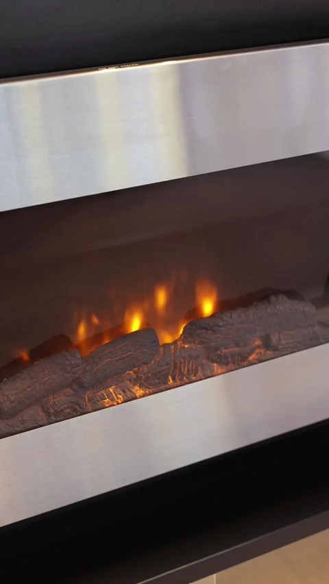 Not a real fireplace vertical video Stock Footage 285648578