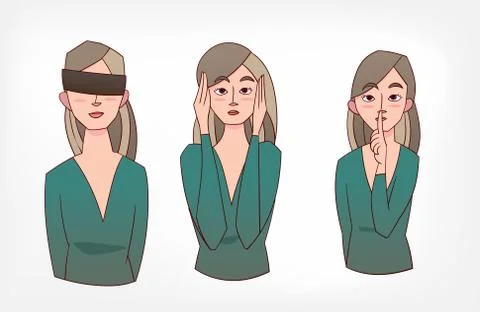 Not see speak hear vector illustration girl concept Illustration