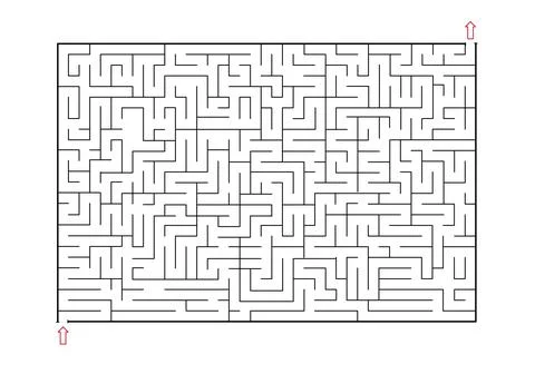 Not so easy Rectangle labyrinth with entry and exit. Line maze game. Hard -Me 스톡 일러스트