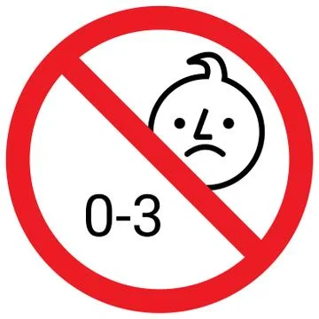 Not suitable for children under 3 year old. Prohibition sign. Stock Illustration