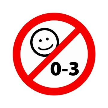 Not suitable for children under 3 years sign on white background. Vector Stock Illustration