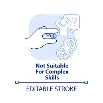 Not suitable for complex skills light blue concept icon Stock Illustration