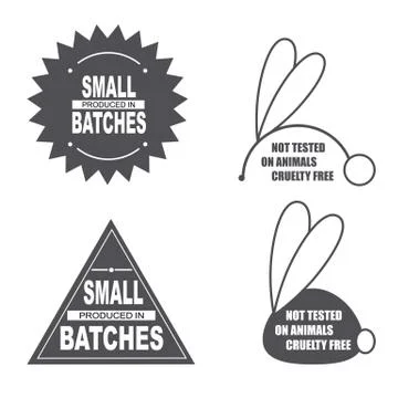 Not tested on animals sign. Small batches sign. Stock Illustration