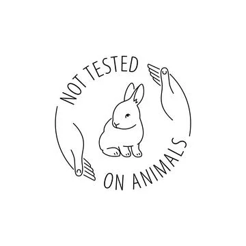 Not tested on animals thin line rabbit logo emblem 스톡 일러스트