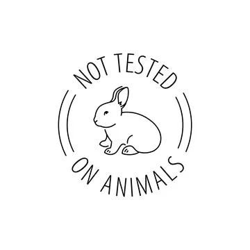 Not tested on animals thin line rabbit logo emblem Stock Illustration
