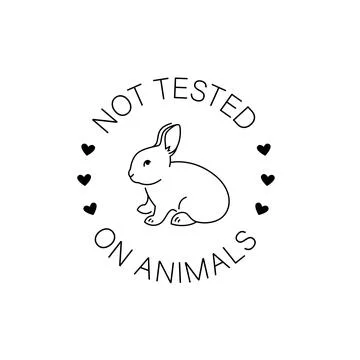 Not tested on animals thin line rabbit logo emblem Stock Illustration