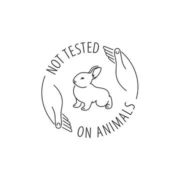 Not tested on animals thin line rabbit logo emblem Stock Illustration