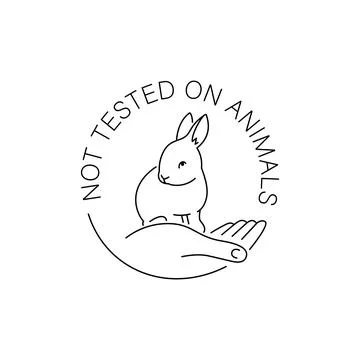 Not tested on animals thin line rabbit logo emblem Illustrazione stock