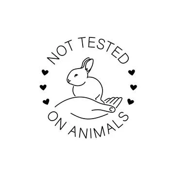 Not tested on animals thin line rabbit logo emblem 스톡 일러스트