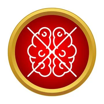 Not thinking icon showing forbidden brain activity Stock Illustration