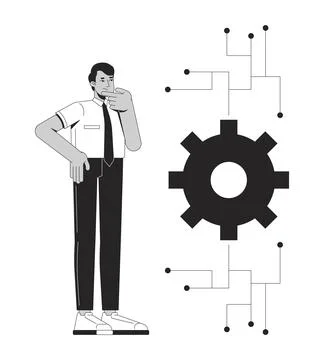 Not understanding algorithm line illustration concept 스톡 일러스트