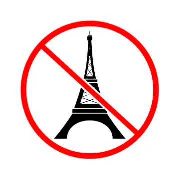 Not to visit Eiffel tower prohibition sign Illustrazione stock