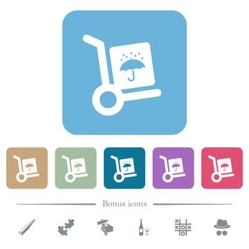 Not waterproof parcel delivery solid white flat icons on color rounded square 스톡 일러스트
