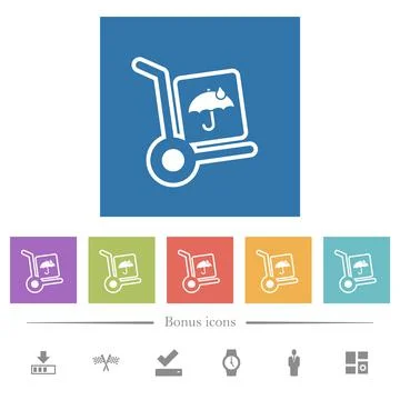 Not waterproof parcel delivery solid flat white icons in square backgrounds 库存插图