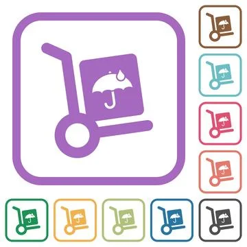 Not waterproof parcel delivery solid simple icons Illustrazione stock