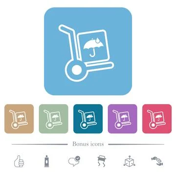 Not waterproof parcel delivery solid white flat icons on color rounded square 스톡 일러스트