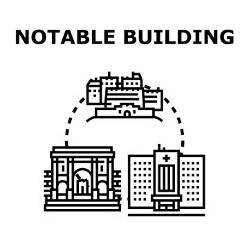 Notable building concept featuring architectural landmarks and facilities Ilustración de archivo