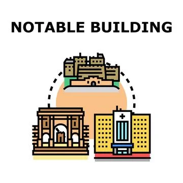 Notable building concept featuring architectural landmarks and facilities Ilustración de archivo