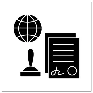 Notarial services glyph icon Stock Illustration