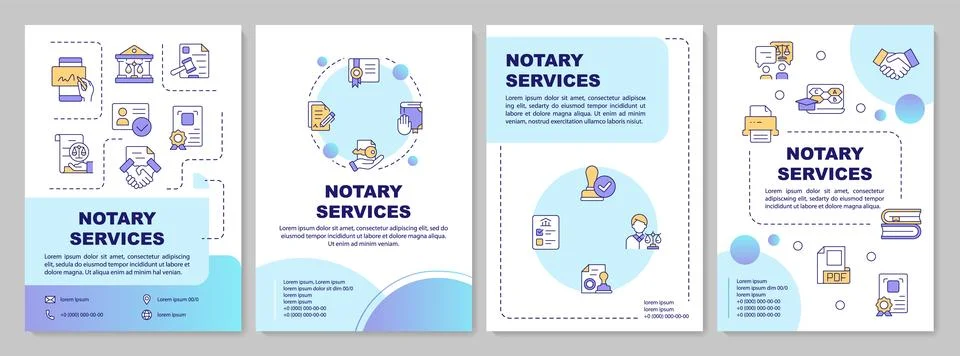 Notarization blue gradient brochure template Illustrazione stock