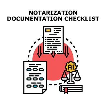 Notarization documentation checklist with legal ai process Illustrazione stock