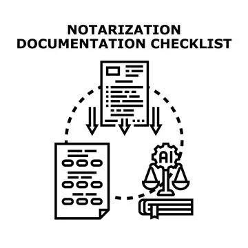 Notarization documentation checklist with legal ai process Illustrazione stock