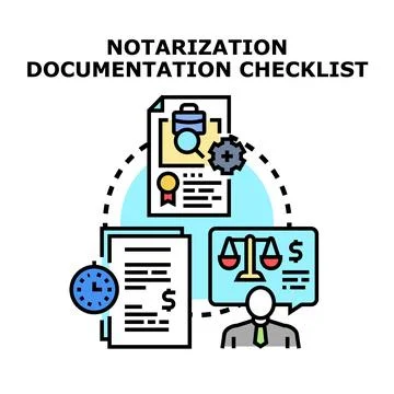 Notarization documentation checklist process for legal agreement Stockillustratie
