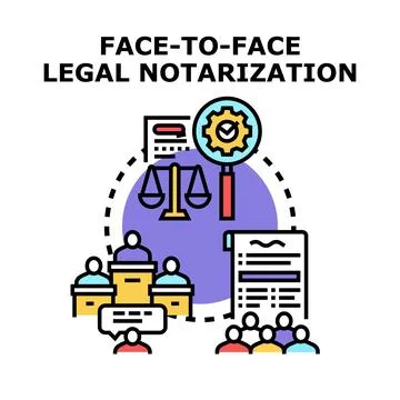 Notarization process concept with public meeting legal documents Stock Illustration