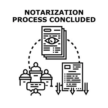 Notarization process concluding document verification Stock Illustration
