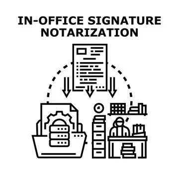 Notarization process managing documents and validation Stock Illustration