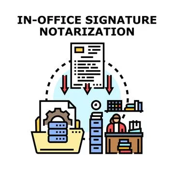 Notarization process managing documents and validation Stock Illustration