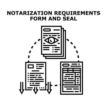 Notarization requirements form and seal verification process イラスト素材
