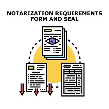 Notarization requirements form and seal verification process Illustrazione stock