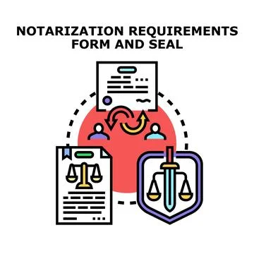 Notarization requirements for legal document seal Stockillustratie