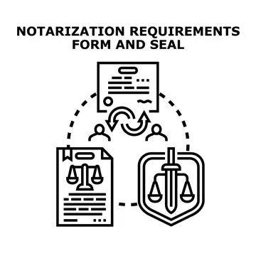 Notarization requirements for legal document seal Illustrazione stock