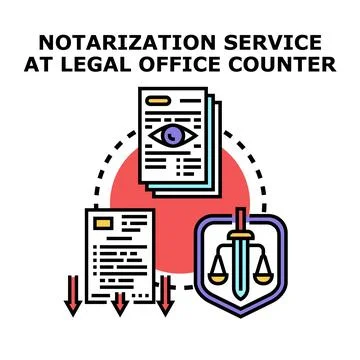 Notarization service legal process and document verification Stock Illustration
