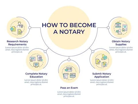Notarization study circular diagram infographic Stock Illustration
