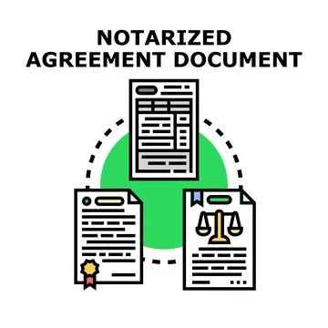 Notarized agreement document process legal contracting 库存插图