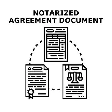 Notarized agreement document process legal contracting Stock Illustration