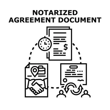 Notarized agreement document signing and legal process Stock Illustration
