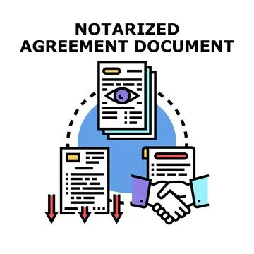 Notarized agreement document signing concept Stock Illustration