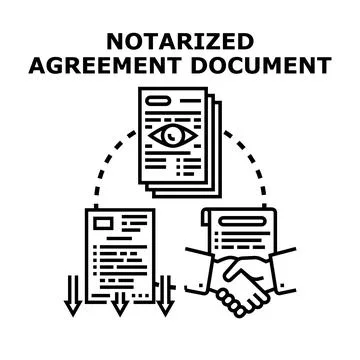 Notarized agreement document signing concept Stock Illustration