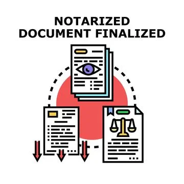 Notarized document finalizing legal process and verification Stock Illustration